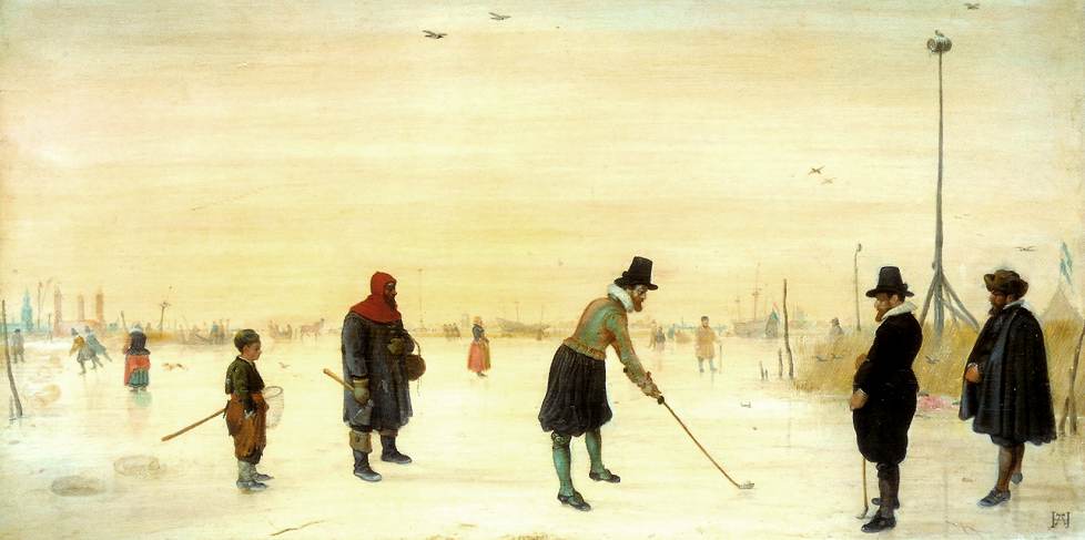 Hendrick Averkamp Ice scene with scaters and golfers, Mauritshuis