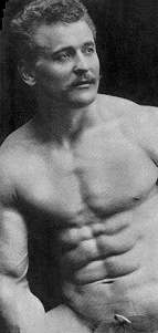 Eugen Sandow, the earliest bodybuilder, here with figleaf